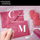 ACRYLIC Wedding lädt WHITE TEXT Fett Initialen ein Acryleinladungen