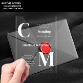 ACRYLIC Wedding lädt WHITE TEXT Fett Initialen ein Acryleinladungen