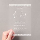ACRYLIC Wedding lädt WHITE TEXT Lace Modern ein Acryleinladungen (Insitu (Handheld))
