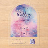 ACRYLIC WEDDING Starry Night Pink Blue QRCode UAWG Acryleinladungen (Vorderseite)