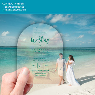 ACRYLIC Wedite Invite Tropical Beach Sunset Ocean Acryleinladungen