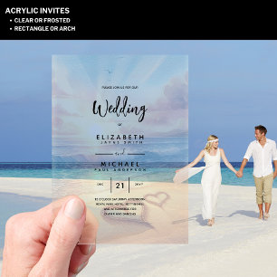 ACRYLIC Wedite Invite Tropical Beach Sunset Ocean Acryleinladungen