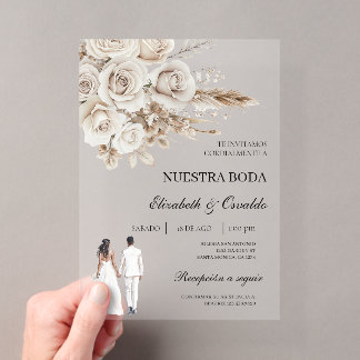 acryliche Hochzeit mit Braut und Bräutigam Acryleinladungen