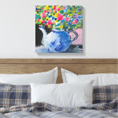 Acrylmalerei, bunte Blume im Teekessel Leinwanddruck (Insitu (Schlafzimmer))