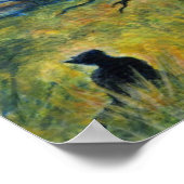 Acrylmalerei, Cat & Bird & Moon Poster (Ecke)