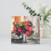 Acrylmalerei, rote Blume Feiertagskarte (Stehend Vorderseite)