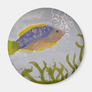 Acrylmalerei von Fischen mit Blasenmagneten Magnet