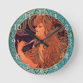 Acrylmauer Jugendstil Alphonse Mucha 9 Runde Wanduhr