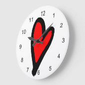 Acrylmauer mit rotem Herz Große Wanduhr (Winkel)