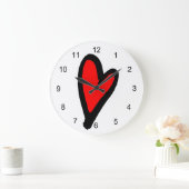 Acrylmauer mit rotem Herz Große Wanduhr (Zuhause)