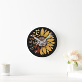 Acrylmauer mit Sonnenblumen und Schmetterlingen Runde Wanduhr (Zuhause)