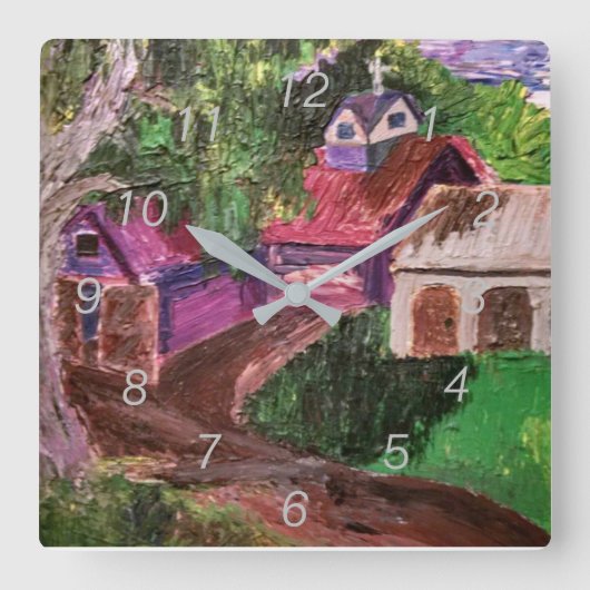 Acrylmauer-Uhr: Bauernhaus Quadratische Wanduhr (Vorderseite)