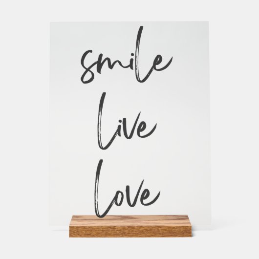 Acrylschild Smile, Live, Laugh – Stilvolle Inspira (Vorderseite)