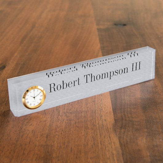 Acrylschreibtisch-Namensschild in Bombay-Grau Namensplakette (Seite)