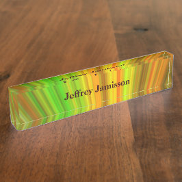 Acrylschreibtisch-Nummernschild, Gelb und Grün Namensplakette