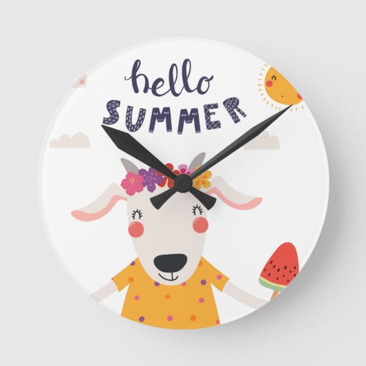 Acryluhr Hello summer Runde Wanduhr (Vorderseite)