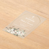 Acrylweißes Boho-Tauf Einladung mit Blumen (Ablage )