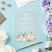 Acrylweißes Boho-Tauf Einladung mit Blumen (In Situ (Hochzeit))