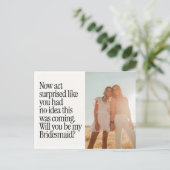 Act Surprised Funny Retro Photo Be My Bridesmaid P Postkarte (Stehend Vorderseite)