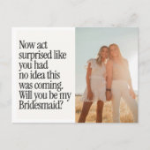 Act Surprised Funny Retro Photo Be My Bridesmaid P Postkarte (Vorderseite)