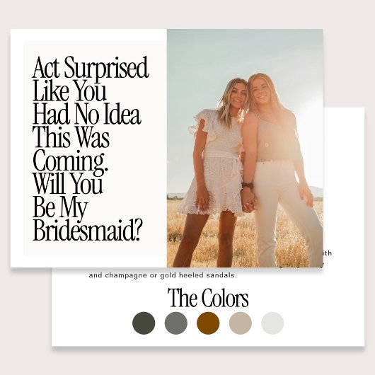 Act Surprised Funny Retro Photo Be My Bridesmaid Postkarte