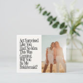 Act Surprised Funny Retro Photo Be My Bridesmaid Postkarte (Stehend Vorderseite)