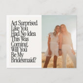 Act Surprised Funny Retro Photo Be My Bridesmaid Postkarte (Vorderseite)