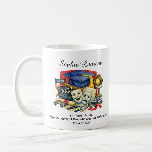 🎓Acting Graduate Custom Name & Degree Kaffeetasse (Links)