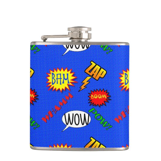 Action Cartoon Super Hero Flask Flachmann (Vorderseite)