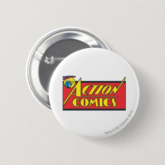 Action Comic - Superman Button (Vorne & Hinten)