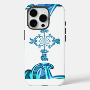 Action Cyan Aquamarine Abstrakte Graffiti Art Prin iPhone 16 Pro Hülle