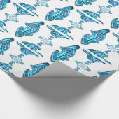 Action Cyan Aquamarine Abstrakte Graffiti Art Prin Geschenkpapier (Ecke)