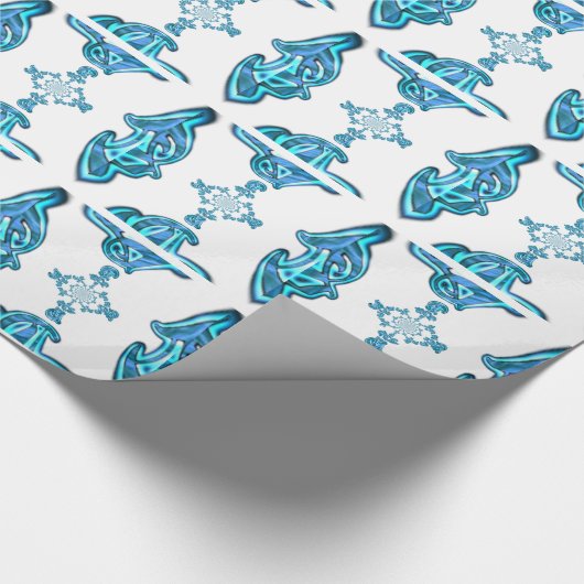Action Cyan Aquamarine Abstrakte Graffiti Art Prin Geschenkpapier (Ecke)