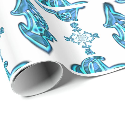 Action Cyan Aquamarine Abstrakte Graffiti Art Prin Geschenkpapier (Rolleneckpunkt)