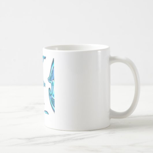 Action Cyan Aquamarine Abstrakte Graffiti Art Prin Kaffeetasse (Rechts)