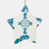 Action Cyan Aquamarine Abstrakte Graffiti Art Prin Keramik Ornament (Rechts)