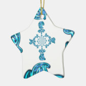 Action Cyan Aquamarine Abstrakte Graffiti Art Prin Keramik Ornament (Links)