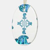 Action Cyan Aquamarine Abstrakte Graffiti Art Prin Keramik Ornament (Links)