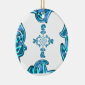 Action Cyan Aquamarine Abstrakte Graffiti Art Prin Keramikornament (Rechts)