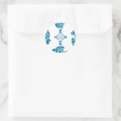 Action Cyan Aquamarine Abstrakte Graffiti Art Prin Runder Aufkleber (Tasche)