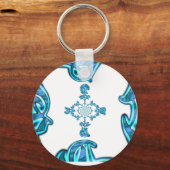 Action Cyan Aquamarine Abstrakte Graffiti Art Prin Schlüsselanhänger (Vorderseite)