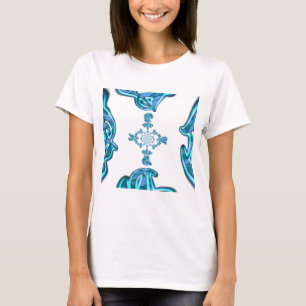 Action Cyan Aquamarine Abstrakte Graffiti Art Prin T-Shirt