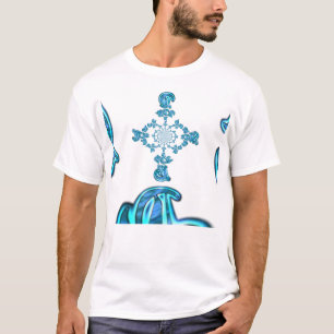 Action Cyan Aquamarine Abstrakte Graffiti Art Prin T-Shirt
