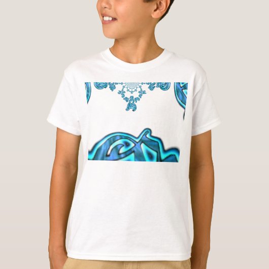 Action Cyan Aquamarine Abstrakte Graffiti Art Prin T-Shirt (Vorderseite)