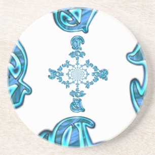 Action Cyan Aquamarine Abstrakte Graffiti Art Prin Untersetzer