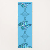 Action Cyan Aquamarine Abstrakte Graffiti Art Prin Yogamatte (Vorderseite)