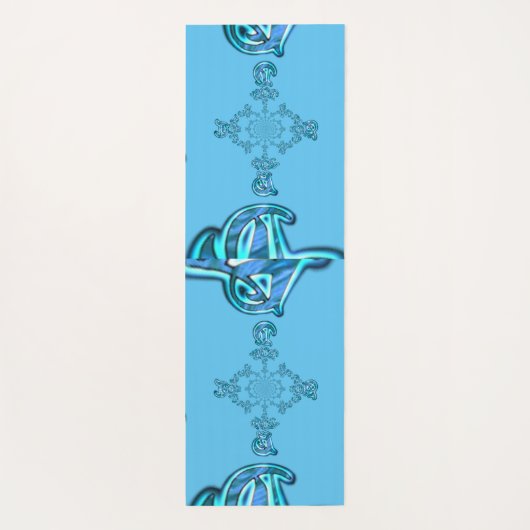 Action Cyan Aquamarine Abstrakte Graffiti Art Prin Yogamatte (Rückseite)