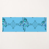 Action Cyan Aquamarine Abstrakte Graffiti Art Prin Yogamatte (Vorderseite (Horizontal))