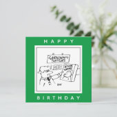 Action Gnome im Gartencenter Cartoon Karte (Stehend Vorderseite)