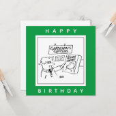 Action Gnome im Gartencenter Cartoon Karte (Vorderseite/Rückseite Beispiel)